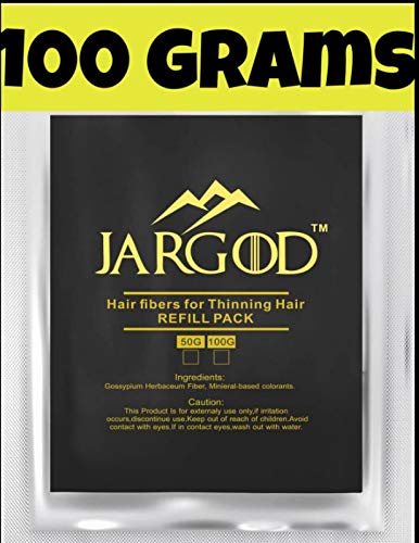 (JET BLACK) Hair Building Fibers 100 Gram - Refill Your Existing Fiber Bottle - Hair Fibers - Hair Loss Concealer For Thinning Hair by JARGOD