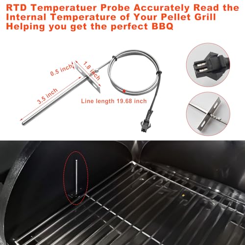 Digital Controller Kit for Pit Boss PB550G PB440D2 PB700NC PB820XL, LCD Control Board Compatible withPit Boss Pro Series PB820PS1 PB1100PS1 with RTD Temp Sensor,2pcs Meat Probe,Igniter,Part NO. AC03P9