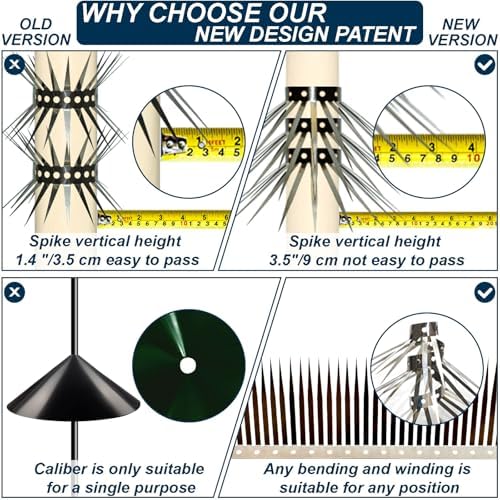 Bird Spikes, Squirrel Spikes and Squirrel Baffles Keep Raccoons, Cats and Snakes Away from Gardens, Fences and Climbing Bird Feeder Poles. (80 inches)
