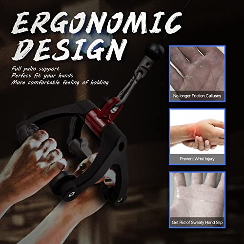 HXD-ERGO Double D Handle for Cable Machine - Ergonomic Row Handle Cable Attachment - Triangle V Bar Grip LAT PullDown Attachments for Home Gym