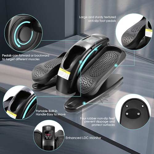 ANCHEER Under Desk Elliptical Machine, Leg Exercise Pro Machine Pedal Exerciser for Seniors as Seen on TV Portable Leg Exerciser While Sitting with Massage Pedal (Ice Blue)