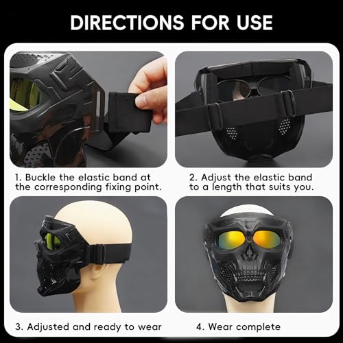 Airsoft Mask, Motorbike Goggles, Skull Mask, Paintball Mask, Dirt Bike Goggles, Tactical Gear, for Halloween, Riding, Paintball, Motorcycle, Outdoor Sports (Brown)