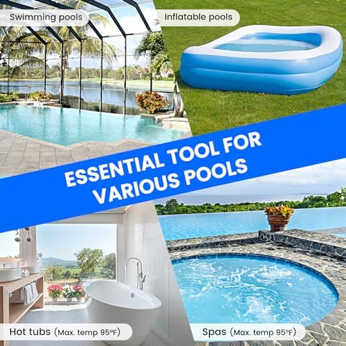 Pool Vacuum for Above Ground Pool with a Telescopic Pole, Running time up to 1H, T403 Handheld Rechargeable Pool Cleaner with Powerful Suction up to 18.5 gallons/min, Ideal for Leaves, Debris