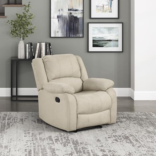Lexicon Manual Recliner Sofa Chair, Home Theater Seating, Wall Hugger Manual Reclining Nursery Chair for Bedroom/Living Room/Office/Apartment, Oatmeal Textured Fabric