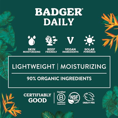 Badger Mineral Daily and Face Sunscreens Combo Travel Set, Organic Sunscreen Moisturizer with SPF 30, Hydrating Everyday Sunscreen Lotion, Vegan & Unscented 1.7 fl oz & 4 fl oz
