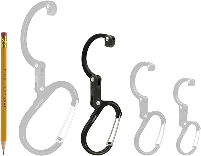 GEAR AID HEROCLIP 360° Swivel Carabiner Gear Clip and Hook (Medium) for Camping, Backpack, Suitcases and Garage Organization