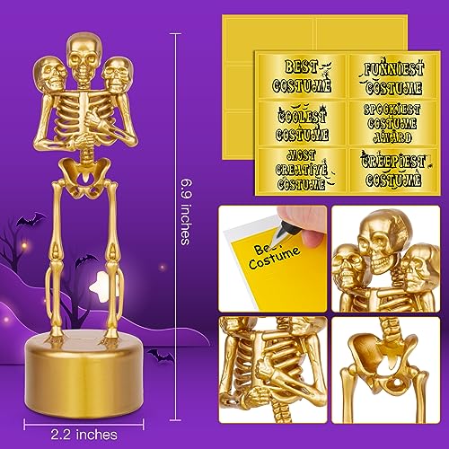 AORZIT Halloween Trophy 6 Pack Best Costume Skeleton Trophies for Kids Adults, Halloween Skeleton Funny Trophy Plastic Tropies for Contest Awards, Halloween Party Prizes for Adults Party Supplies(A)