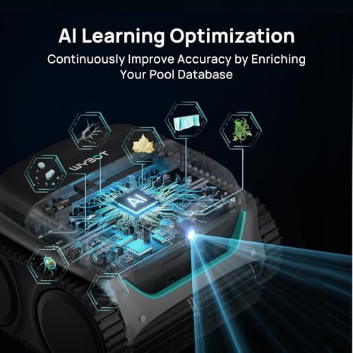 (2025 New) WYBOT C2 Vision Robotic Pool Vacuum with AI Camera, Ultra-Fine Filtration Pool Cleaners for Above&Inground Pools, Comprehensive 8 Mode, Wall Climbing, Smart Navigation, Gray
