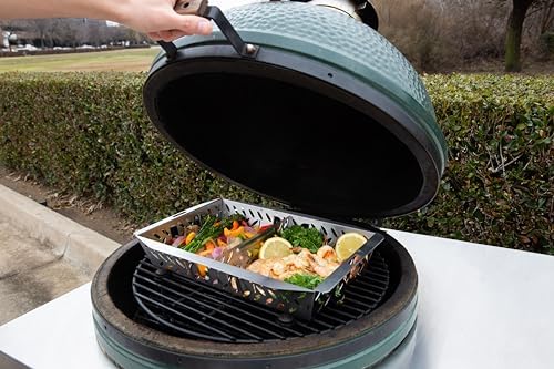 Proud Grill UltraVersatile Stainless Steel Grill Basket - Large BBQ Griddle basket for Outdoor Grill Vegetables - Meat - Fish Grill Basket with Detachable Handle & Movable Dividers
