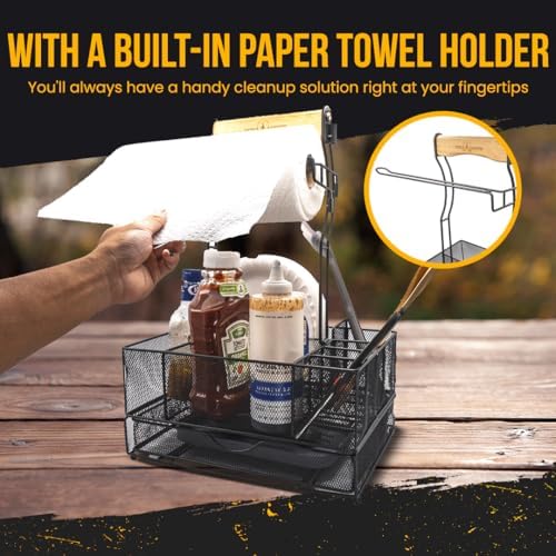 Grill Caddy for Outdoor Grill - Picnic Caddy for Outdoor Kitchen Accessories - BBQ Accessories Basket