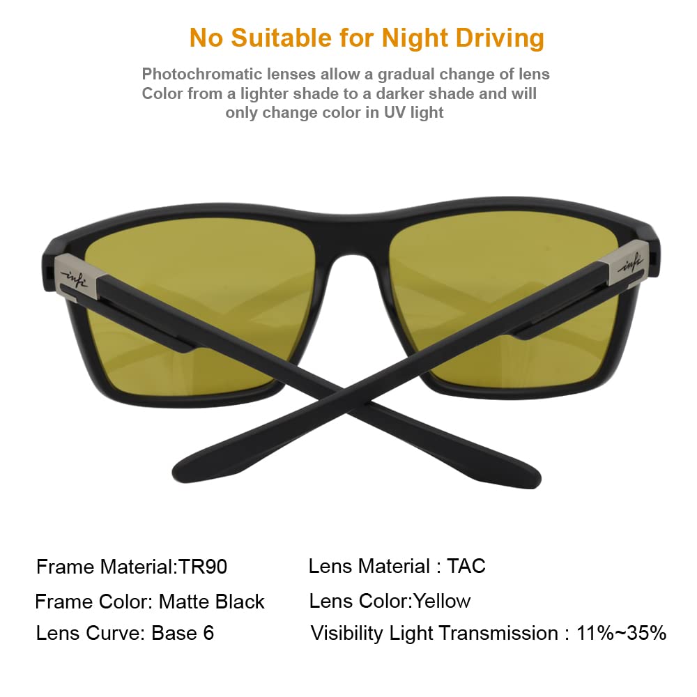INFI Fishing photochromic Polarized Sunglasses for Men Driving Running Golf Sports Glasses Square UV Protection Designer Style Unisex