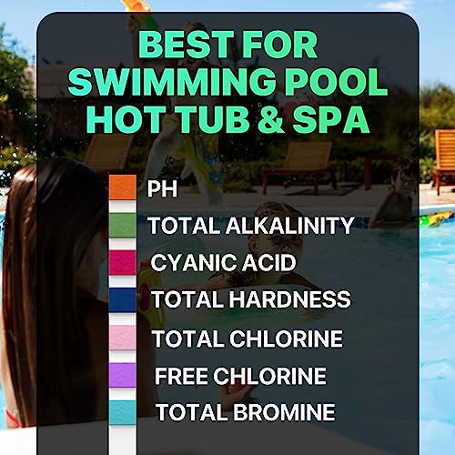 All-New 2025 Pool and Spa Test Strips 7 in 1 Quick SuperAccurate Swimming 150 Pool Test Kit - Hot Tub Test Strips & Pool Water Testing Strips for pH Chlorine Bromine Hardness Alkalinity Cyanuric Acid