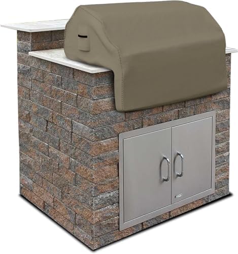 Covers & all Built-in Outdoor Grill Cover, Durable 12 Oz Waterproof Cover Max Material with Air Pocket & Elastic for Snug Fit (32" W x 26" D x 24" H Inches, Beige)