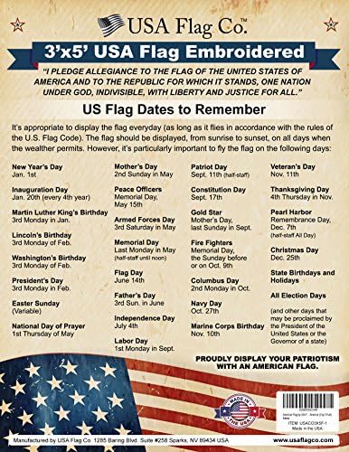 American Flags for Outside 3x5 - USA Flag Co. American Flag Made in USA: Embroidered Stars and Sewn Stripes