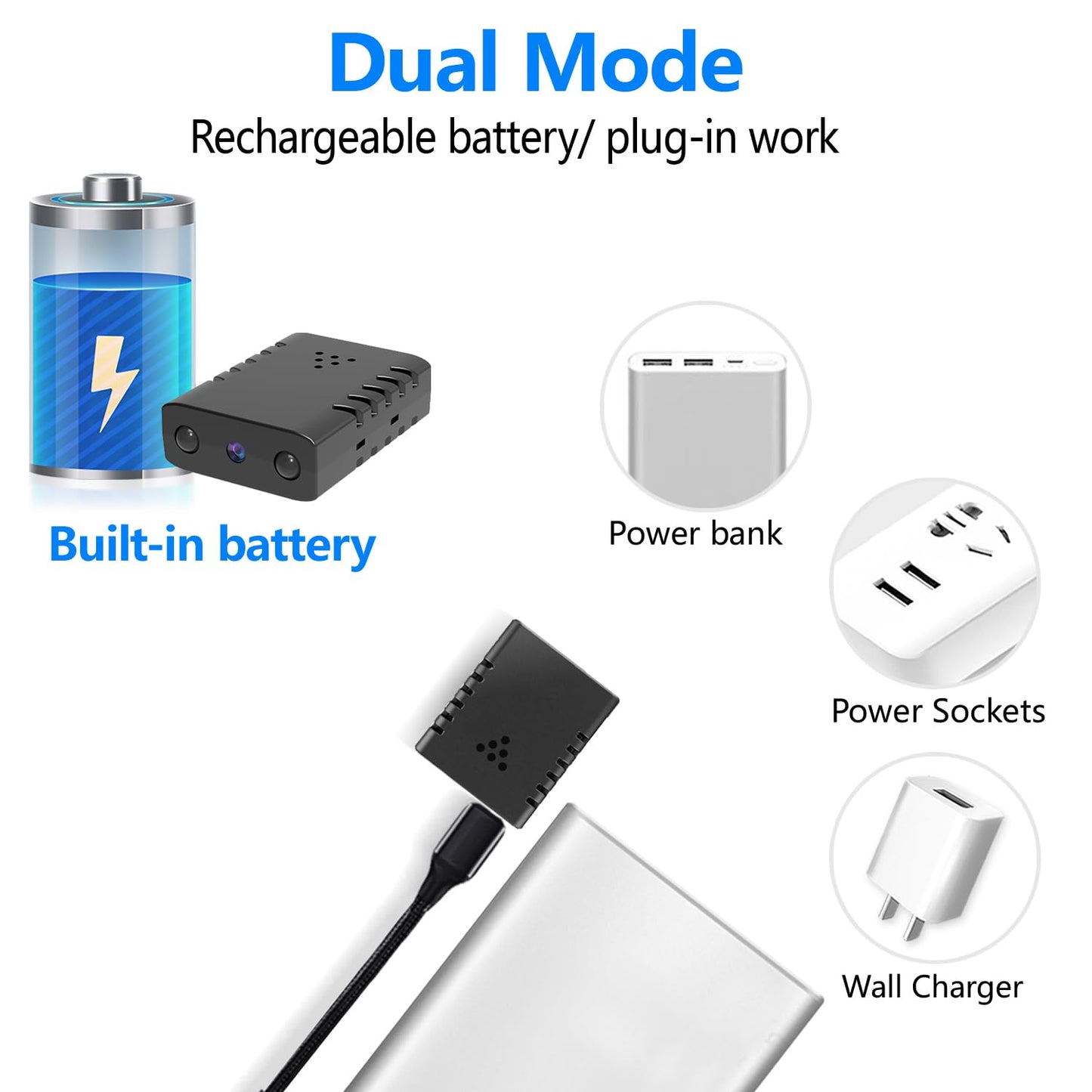 【Free 64G】 Smallest Wireless WiFi Battery Camera,Mini Spy Camera Detector with HD4K Video Recording Live Feed,Baby Monitor,Upgrade Night Vision,Motion Detection,Remote Viewing for Outdoor/Indoor