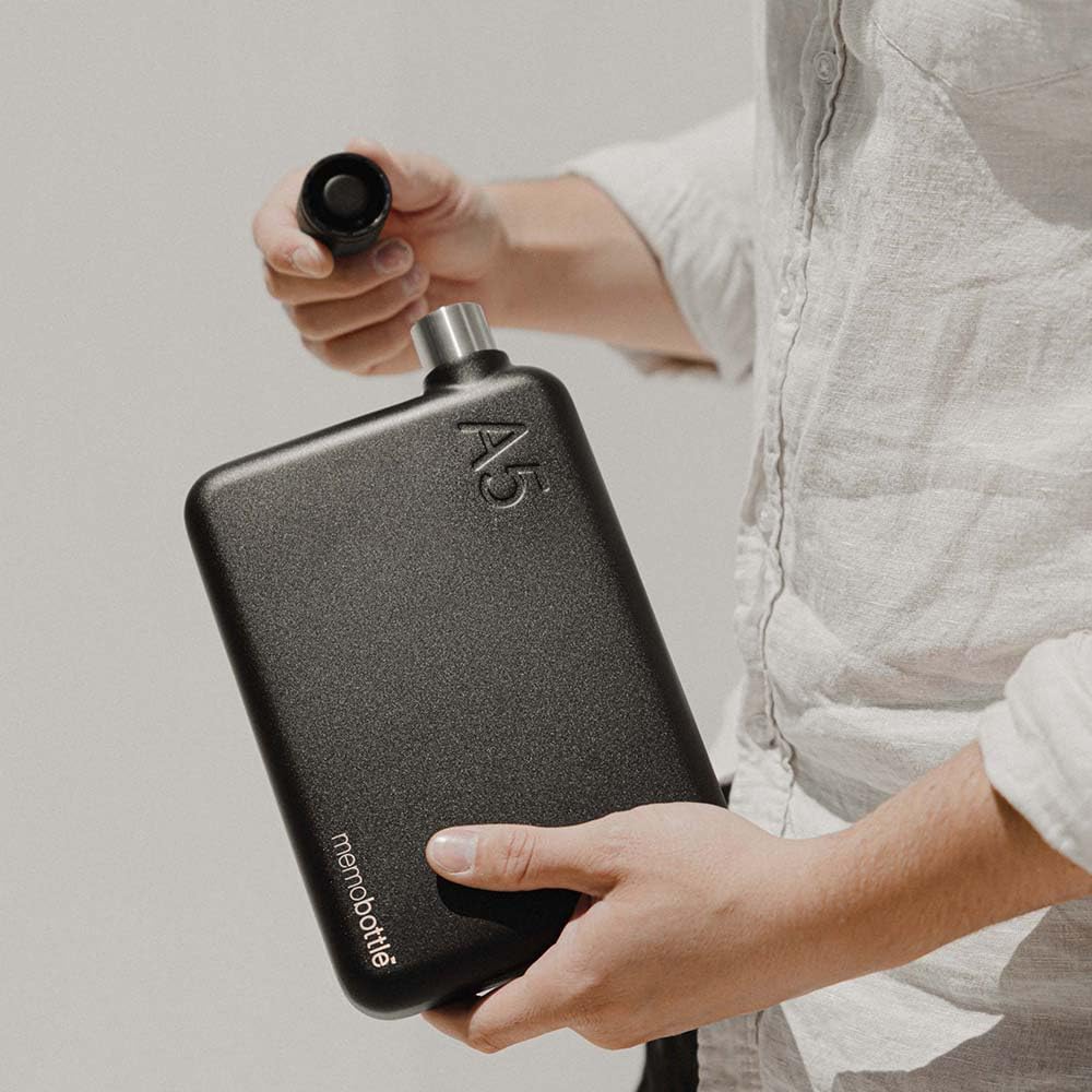 memobottle A5 BLACK | 36 oz / 1080 ml | Durable, Leak-Proof, Premium Stainless Steel Water Bottle | Ideal for Modern Lifestyle, Gym Workouts & Travel