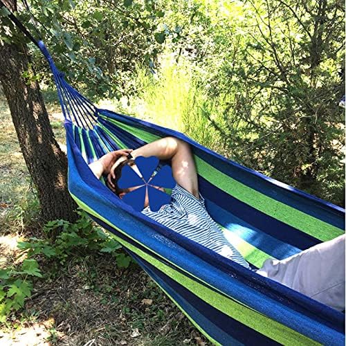 ANYOO Cotton Hammock Portable Camping Hammocks for Hanging Sturdy Garden Comfortable Fabric Hammock with Tree Straps Up to 660lbs with Travel Bag for Camping Outdoor/Indoor Patio Backyard