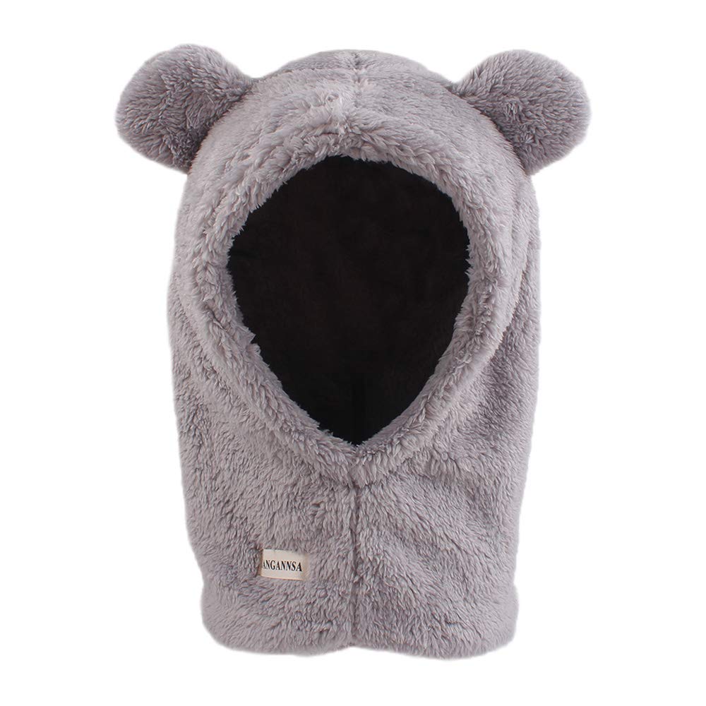 Baby Girls Winter Hat Boys Warm Scarf Hat Kids Thick Earflap Hood Cap with Ear 6M-7T (Gray,S)