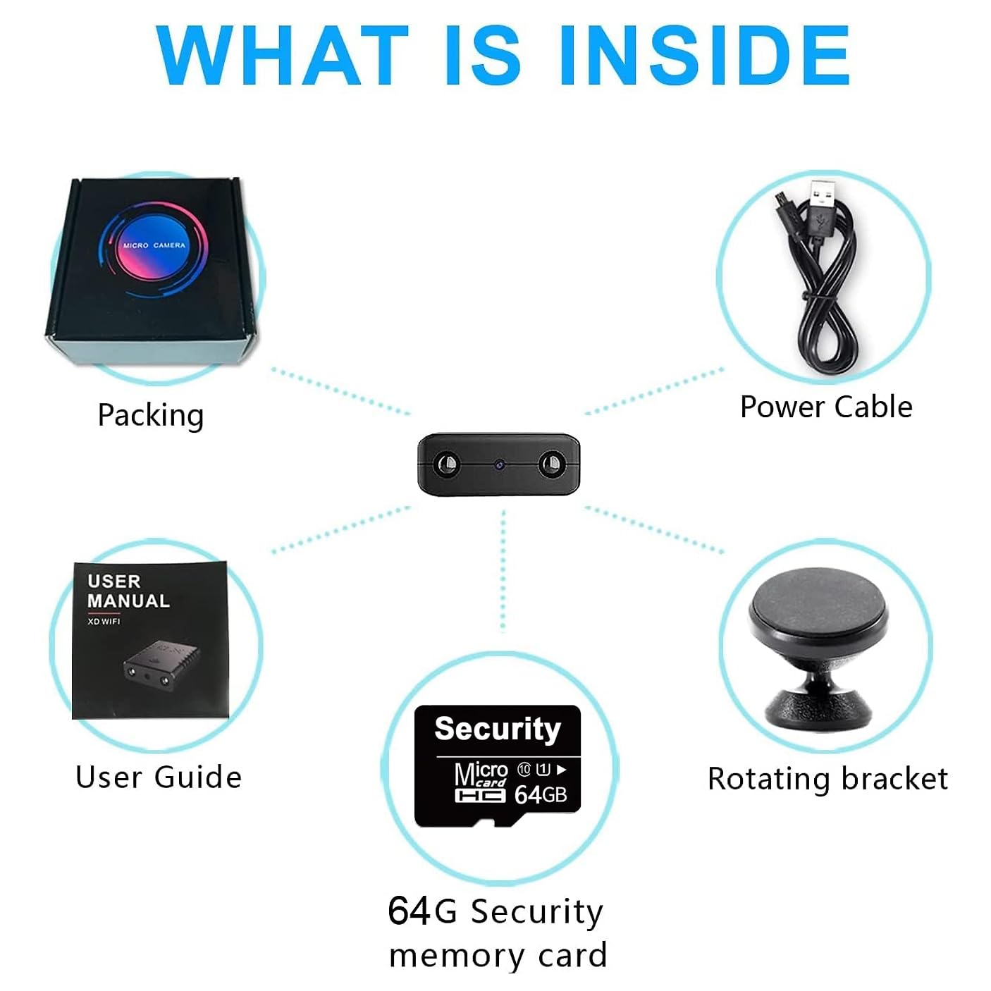 【Free 64G】 Smallest Wireless WiFi Battery Camera,Mini Spy Camera Detector with HD4K Video Recording Live Feed,Baby Monitor,Upgrade Night Vision,Motion Detection,Remote Viewing for Outdoor/Indoor