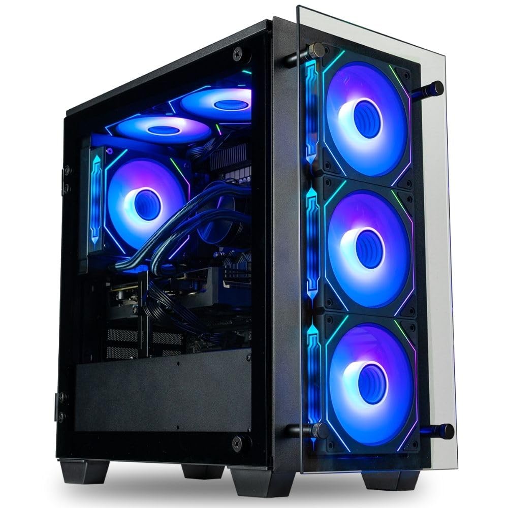 Stratos Micro Gaming Desktop - NVD GeForce RTX 5070 TI 16GB, Intel Ultra 7 265KF, 32GB DDR5 RAM, 2TB NVMe SSD, WiFi, Windows 11 Pro - Gamer Computer PC