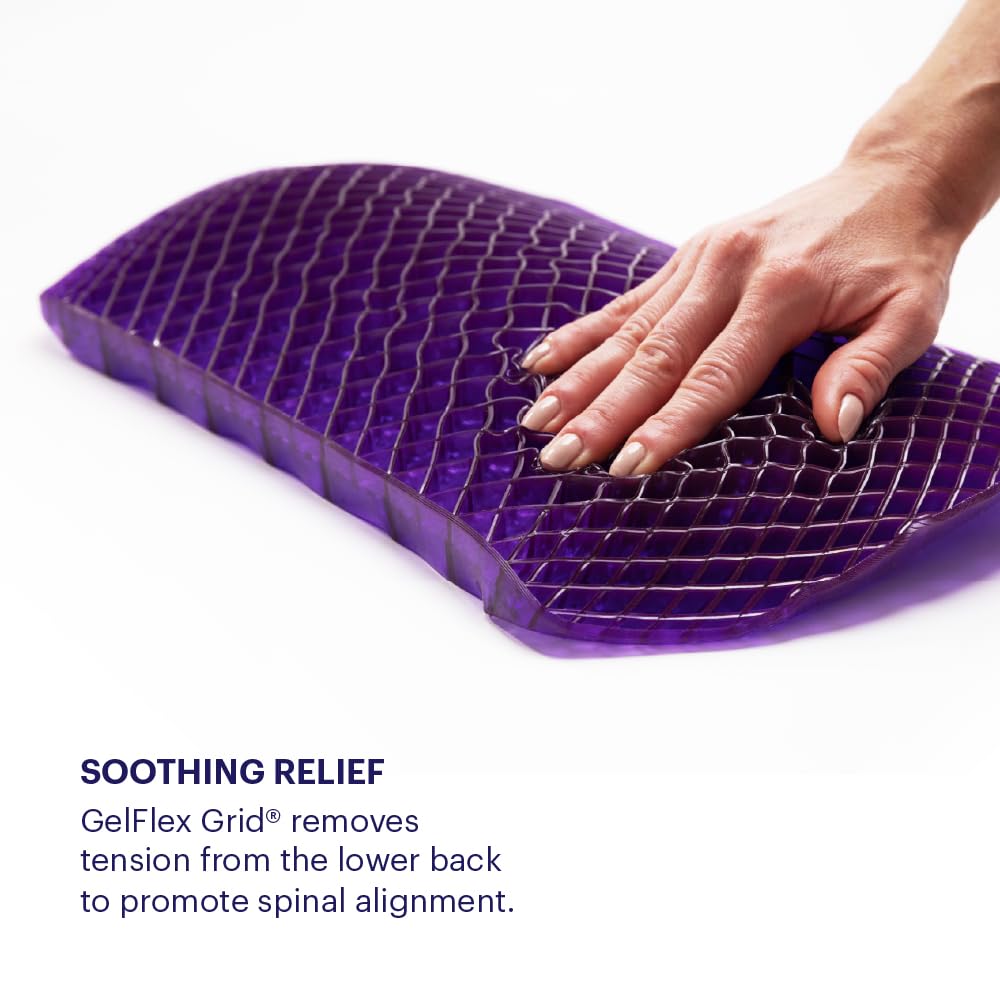 Purple Back Cushion | Pressure Reducing Grid Designed for Ultimate Comfort | Designed for Chairs, Gaming, and Travel | Made in The USA