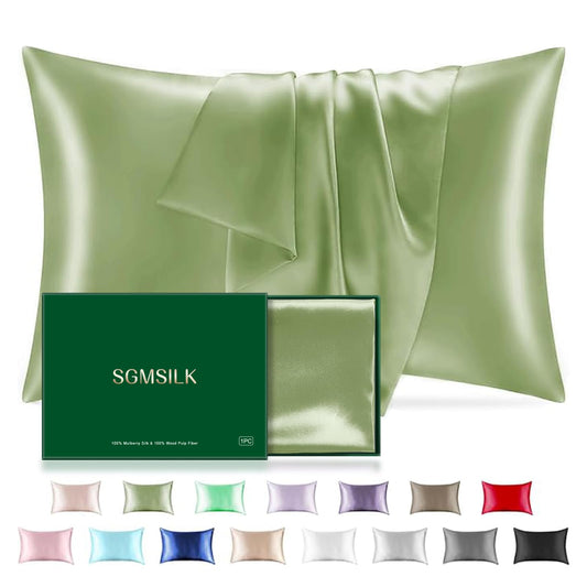 Mulberry Silk Pillowcase for Hair and Skin, SGMSILK 22 Momme Natural Silk Pillow Cases with Zipper, 6A Soft and Smooth Single Sided Pure Silk Pillow Cover (Dark Purple, Standard 20"x26")