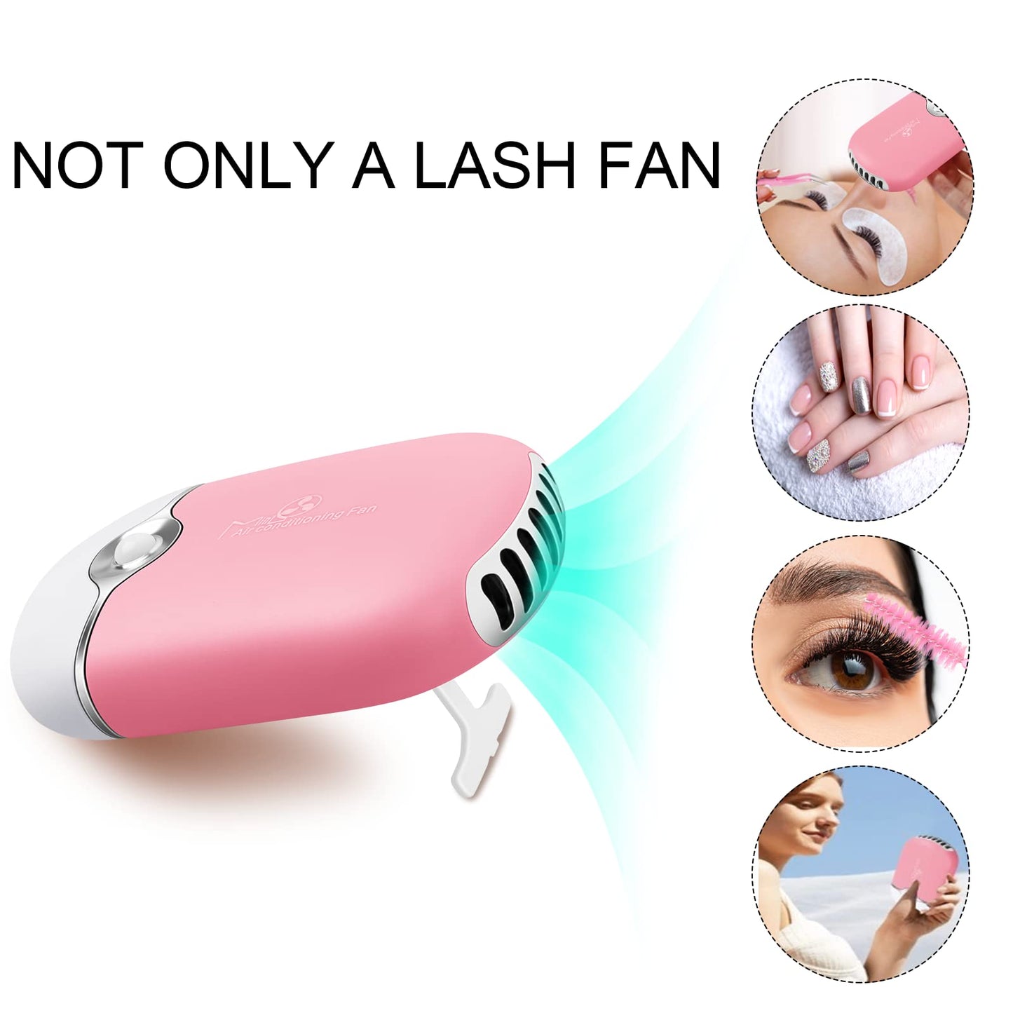 Lash Fan, 105 Pcs USB Mini Portable Fans Rechargeable Electric Handheld Air Conditioning Lash Shampoo Brushes Nose Blackhead Facial Cleaning Brush Plastic Wash Bottle (pink)