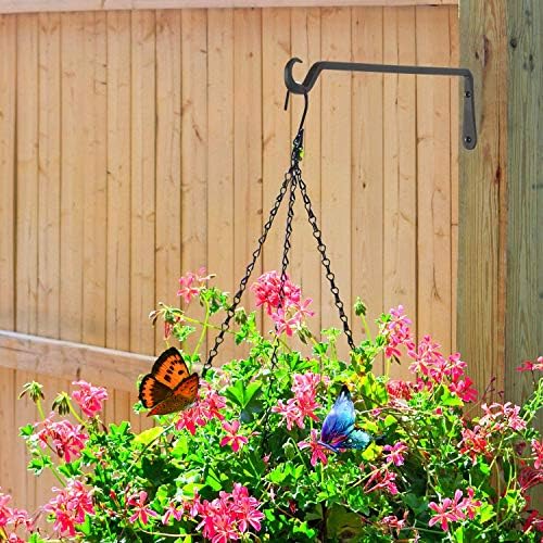12" Plant Hangers 6-Pack - Heavy Duty Rust-Resistant Steel Hooks for Bird Feeders, Indoor/Outdoor Plants & Wall Decor, Black