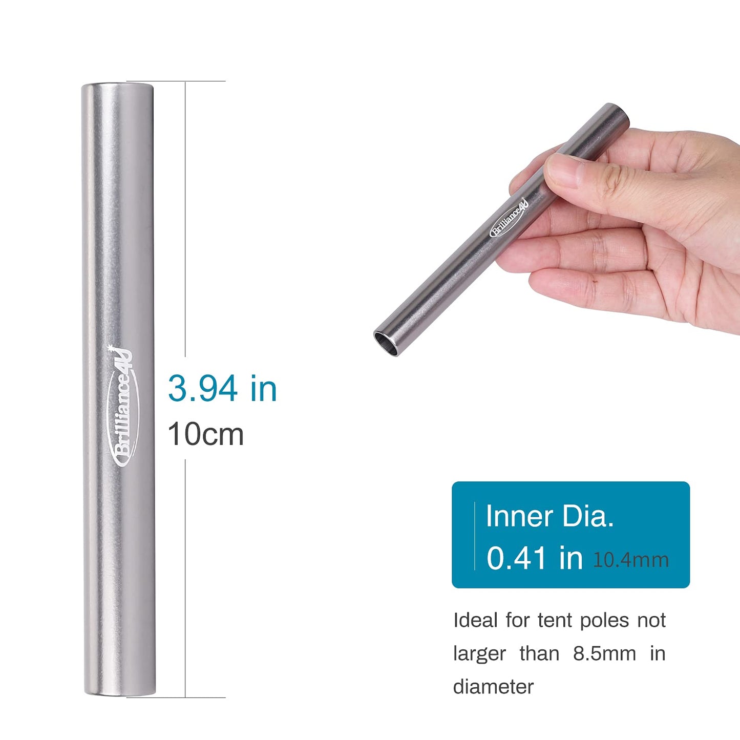 BRILLIANCE4U Tent Pole Repair Sleeve, Tent Pole Splint, Spare Repair Tube, Inner Dia. 10.4mm 5 Pack
