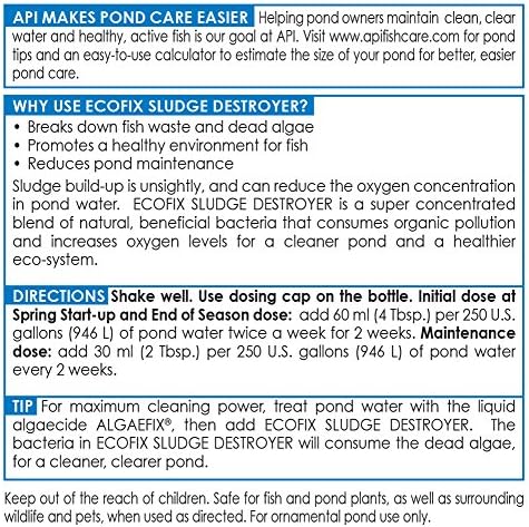 API POND ECOFIX SLUDGE DESTROYER Pond Cleaner And Sludge Remover With Natural Bacteria 64-Ounce Bottle,White