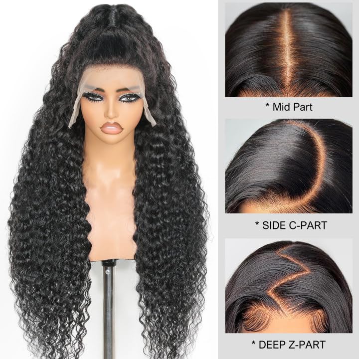 Alionly 250 Density HD Lace Front Wigs Human Hair, Water Wave Wet and Wavy Lace Front Wigs Human Hair 13x4 Glueless Wigs Human Hair Pre Plucked For Black Women 16 Inch