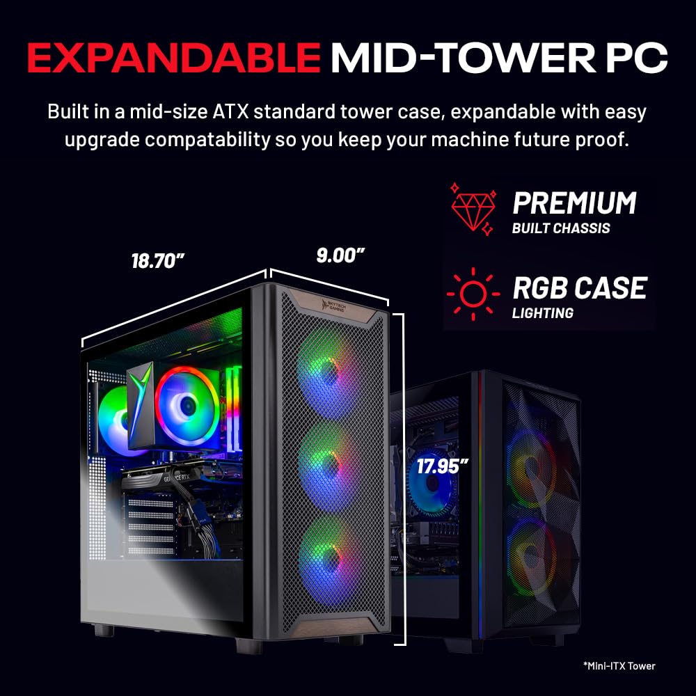 Skytech Gaming Chronos 3 Desktop PC, Ryzen 7 7700 3.8 GHz (5.3GHz), AMD RX 9070XT 16GB, 2TB Gen4 NVMe SSD, 32GB DDR5 RAM 6000 RGB, 850W Gold ATX 3 PSU, Wi-Fi, Win 11