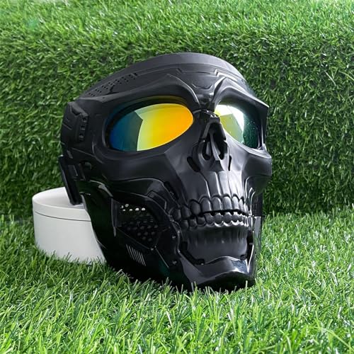 Airsoft Mask, Motorbike Goggles, Skull Mask, Paintball Mask, Dirt Bike Goggles, Tactical Gear, for Halloween, Riding, Paintball, Motorcycle, Outdoor Sports (Brown)