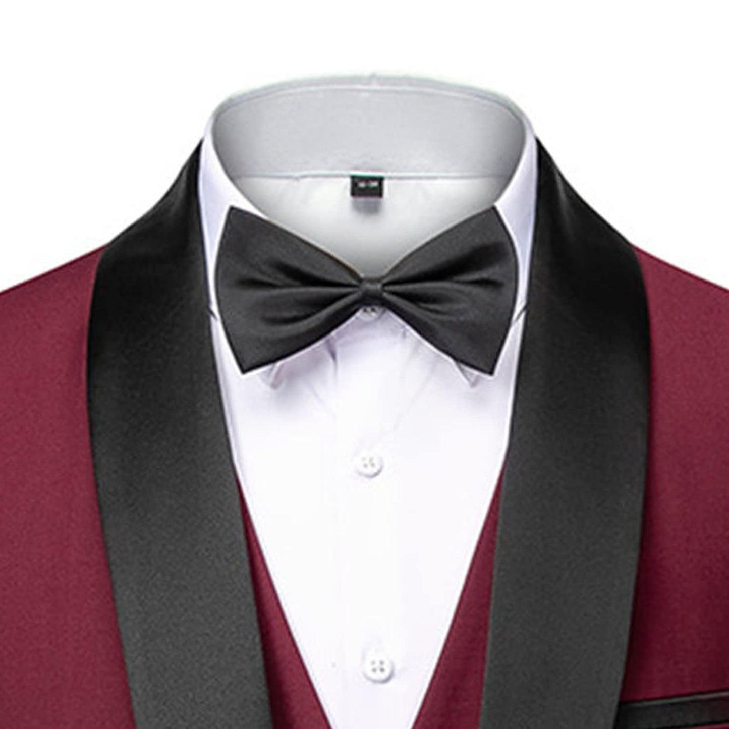 Men's Wedding 3 Piece Suits Slimming One Button Shawl Lapel Business Blazer Formal Dinner Party Jacket Vest Pants (Crimson,Small)