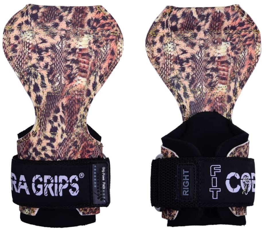 Cobra Grips PRO Weight Lifting Gloves Heavy Duty Straps Alternative Power Lifting Hooks for Deadlifts Adjustable Neoprene Padded Wrist Support Bodybuilding (FIT LEO Leather)