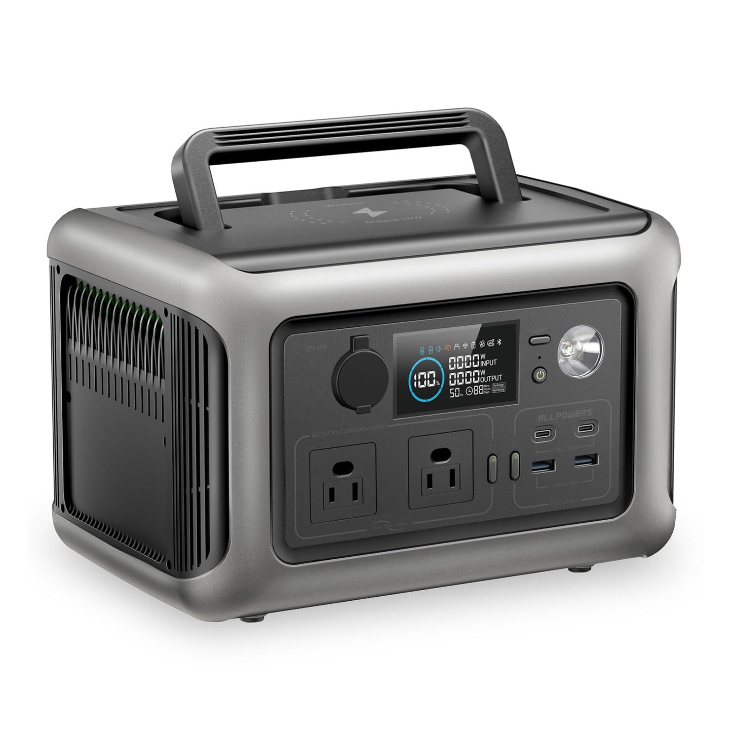 ALLPOWERS 600w Portable Power Station, 299Wh LiFePO4 Battery Backup, R600(Peak 1200w) Solar Generator, 1 Hour Fast Charge Solar Power Bank, for Home Outdoor Travel Emergency RV
