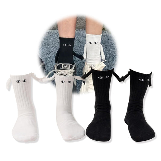 Yawlsow 2 Pair Holding Hands Socks, Funny Magnetic Suction 3D Doll Couple Socks,Unisex Couple Socks