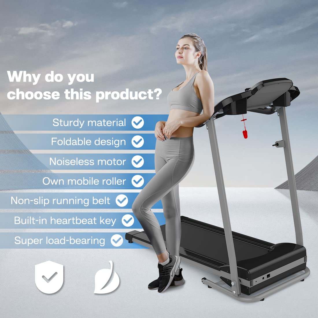 Home Foldable Treadmill with Incline, Folding Treadmill for Home Workout, Electric Running Machine 15 Preset or Adjustable Programs 250 LB Capacity MP3 (Black)