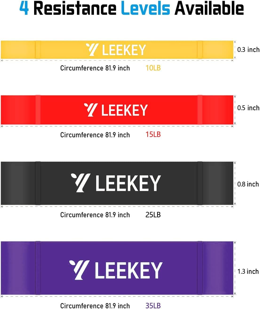 LEEKEY Resistance Bands, Exercise Bands Pull Up Assist Bands - Workout Bands Set - Mobility Band Powerlifting Bands for Men and Women Fitness Training, Physical Therapy,Home Workouts