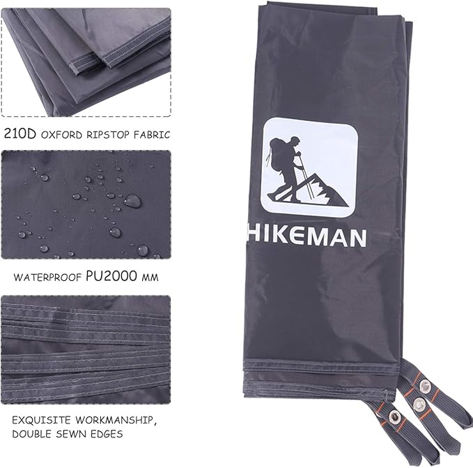 HIKEMAN Waterproof Camping Tarp Portable Tent Footprint with Drawstring Bag Ground Cloth for Outdoor Hiking Picnic (L-83”x71”)