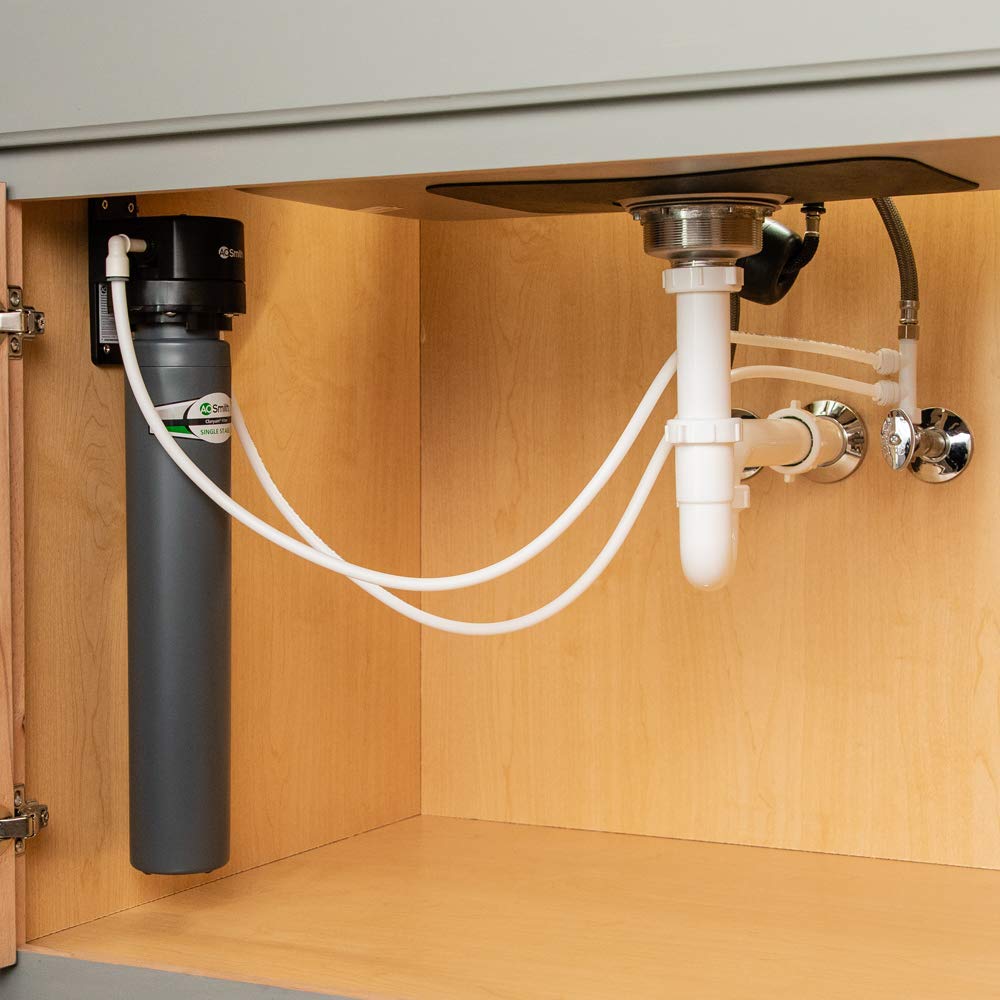 AO Smith Water Filter for Sink Faucet - Advanced Direct Connect Under Sink Water Filter System - Claryum Filtration Reduces 99% of 78 Harmful Contaminants - AO-MF-ADV