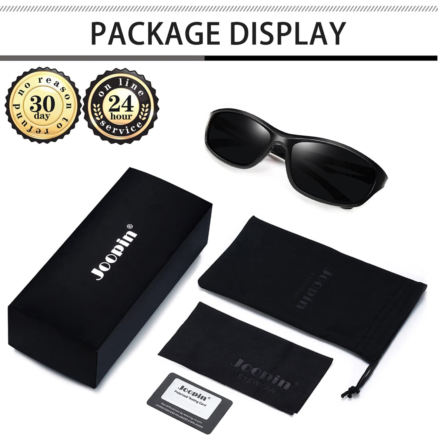 Joopin Polarized Sport Sunglasses Lightweight Wrap Around Driving Sun Glasses UV Protection Black Shades for Men Women Shady Rays