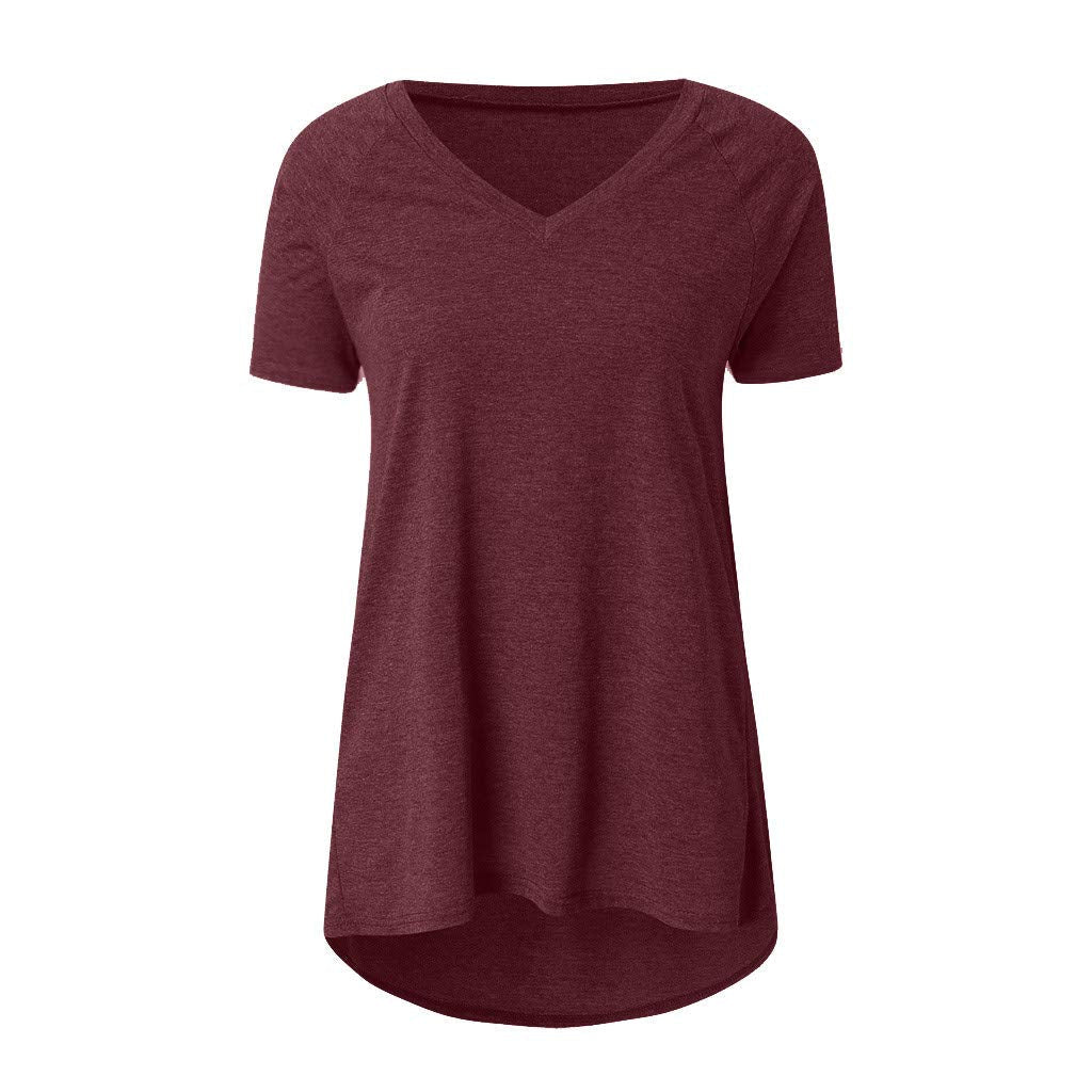 Aniywn Women's Plus Size Sweatshirt Tops Ladies Baggy Long Sleeve Thin Solid Pullover Blouse T Shirts (S, V-Wine)