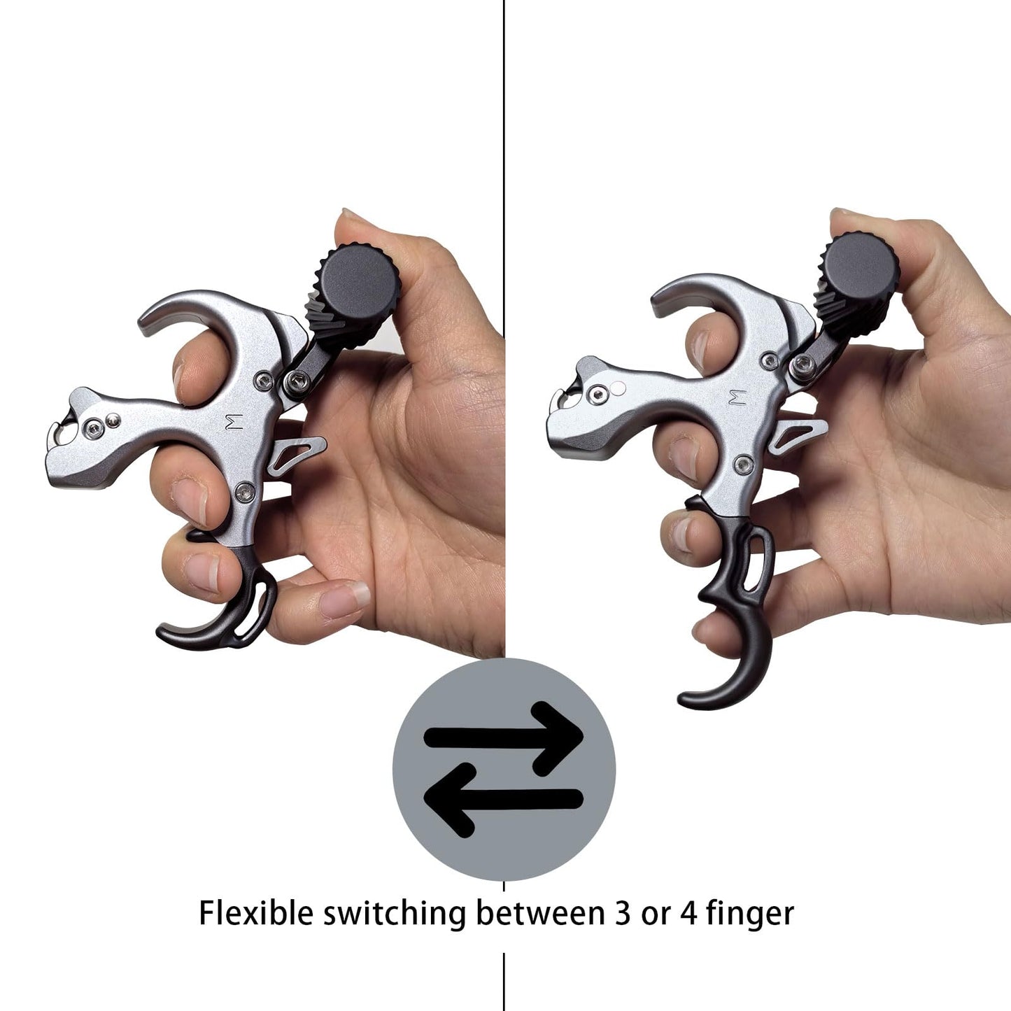 Compound Bow Aid Releaser with Wrist Straps and Adjustment Tool,Archery Release Aids with 3&4 Thumb Release Adjustable,Aluminum Alloy Aids.for left and right Handers. (Grey)