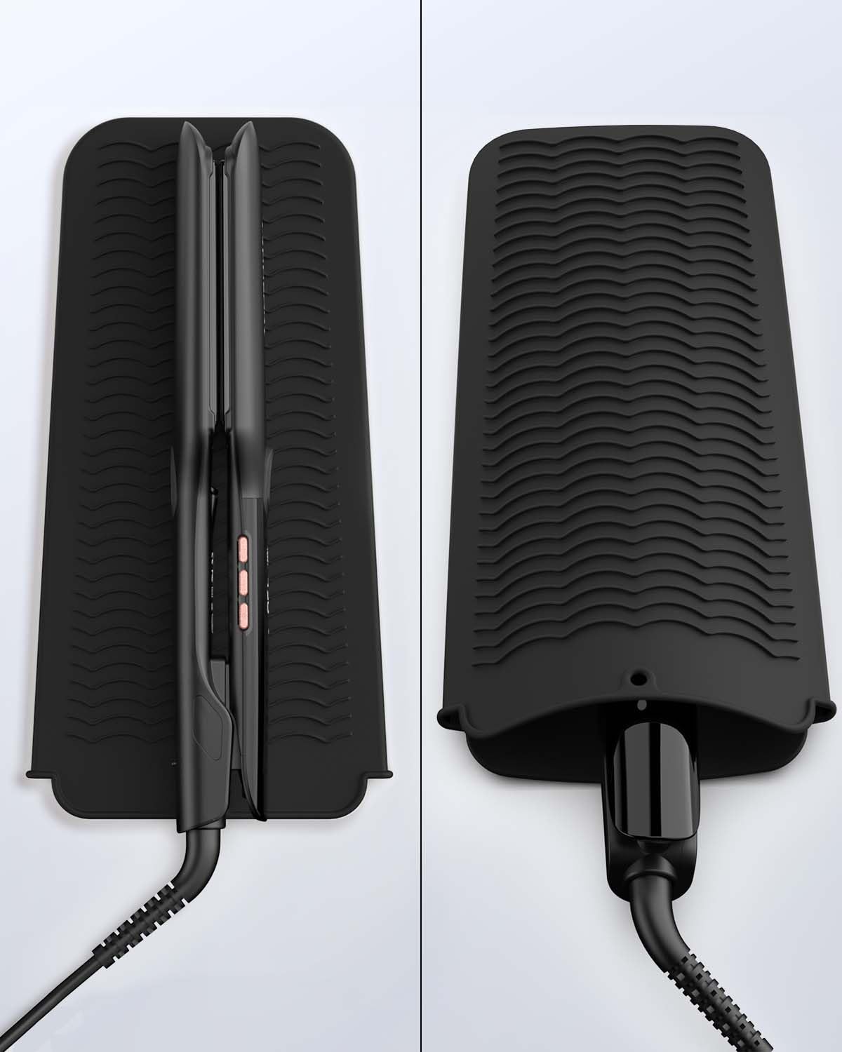 Annlary 1.75 Inch Flat Iron Hair Straightener with Resistant Silicone Mat Pouch, Professional Ceramic Ionic Dual Voltage Straightener with Anti-Iron Silicone for Less Frizz, Shinier & Smoother Hair