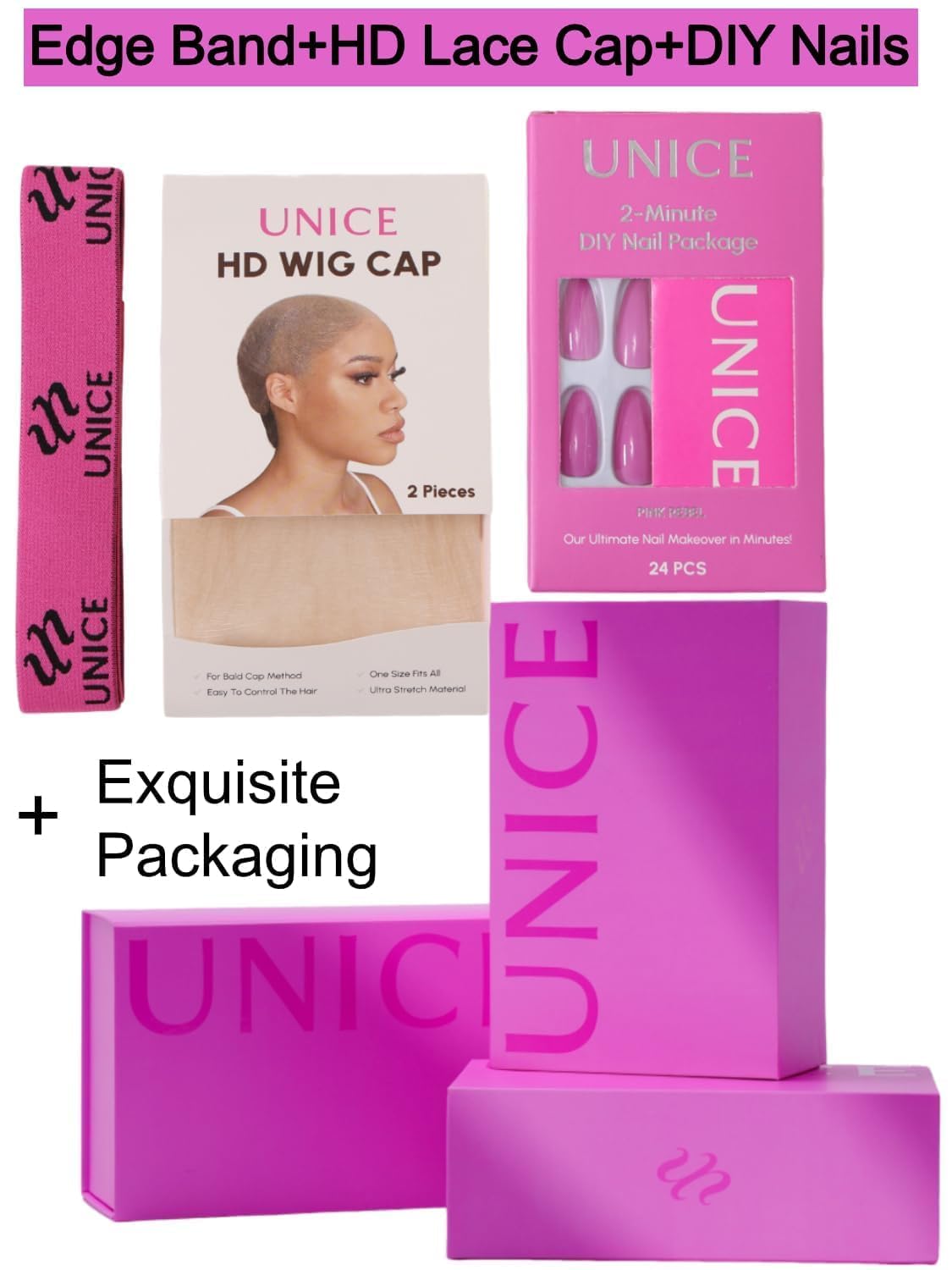 UNICE Bye Bye Knots 7x5 Pre Cut Lace Glueless Wig Reddish Brown Body Wave Wig Pre Bleached Invisible Knots Pre Everything Wig Human Hair Wig Pre Plucked 150% Density 18inch