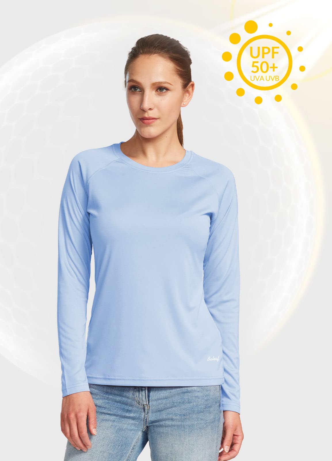 BALEAF Women's Rash Guard Long Sleeve UPF 50+ Swim Shirts SPF Swimsuit UV Protection Quick Dry Lightweight Surfing Diving Fishing T-Shirt Graystone Size XS