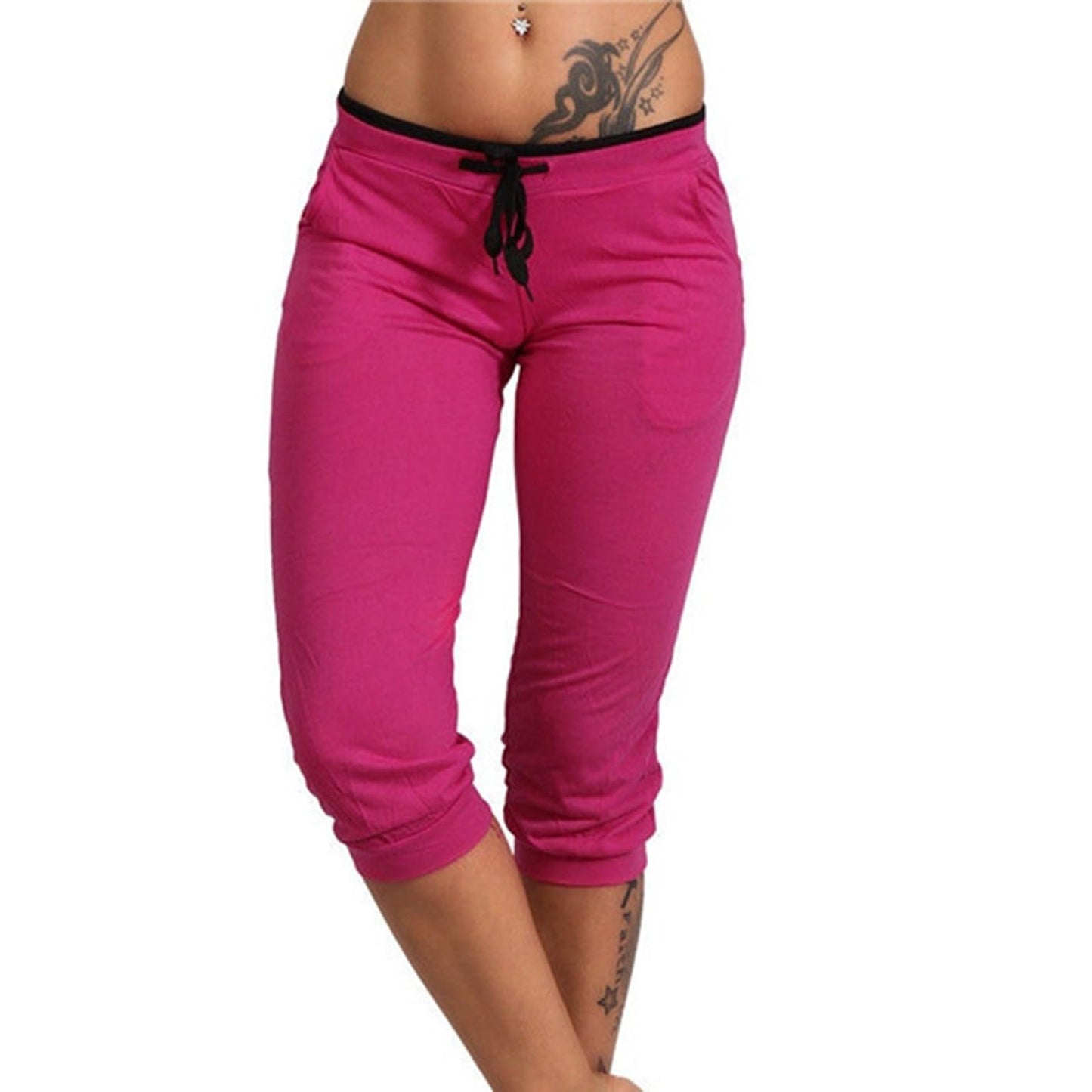 APIVOE Capri Sweatpants for Women Casual Lightweight Capri Joggers Plus Size Drawstring Capri Pants Summer Workout Capris