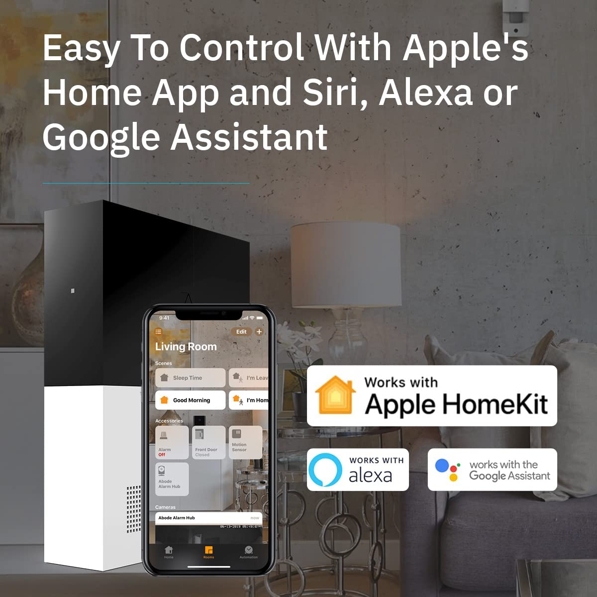 Abode 4 Piece Wireless Smart Security System - Works with Apple HomeKit, Z-Wave and Zigbee Devices - Expandable to Protect Your Whole Home - Easy DIY Installation - Optional Professional Monitoring