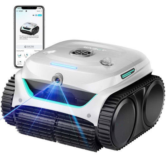 (2025 New) WYBOT C2 Vision Robotic Pool Vacuum with AI Camera, Ultra-Fine Filtration Pool Cleaners for Above&Inground Pools, Comprehensive 8 Mode, Wall Climbing, Smart Navigation, White